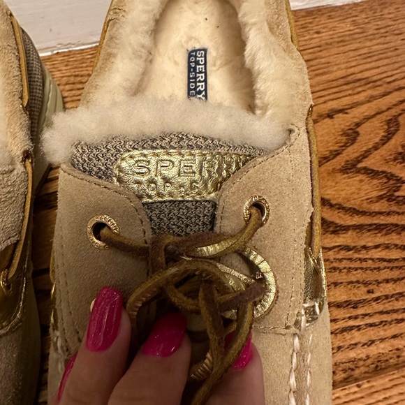 Sperry Top-Sider 7.5M Natural Color Leather/Genuine Sherpa Lined Boat Shoe - Picture 2 of 7